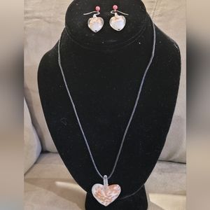 Glass necklace and earrings (new without tags)
